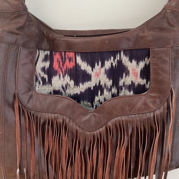 Cleobella leather and canvas fringe bag purse crossbody - Picture 4 of 13